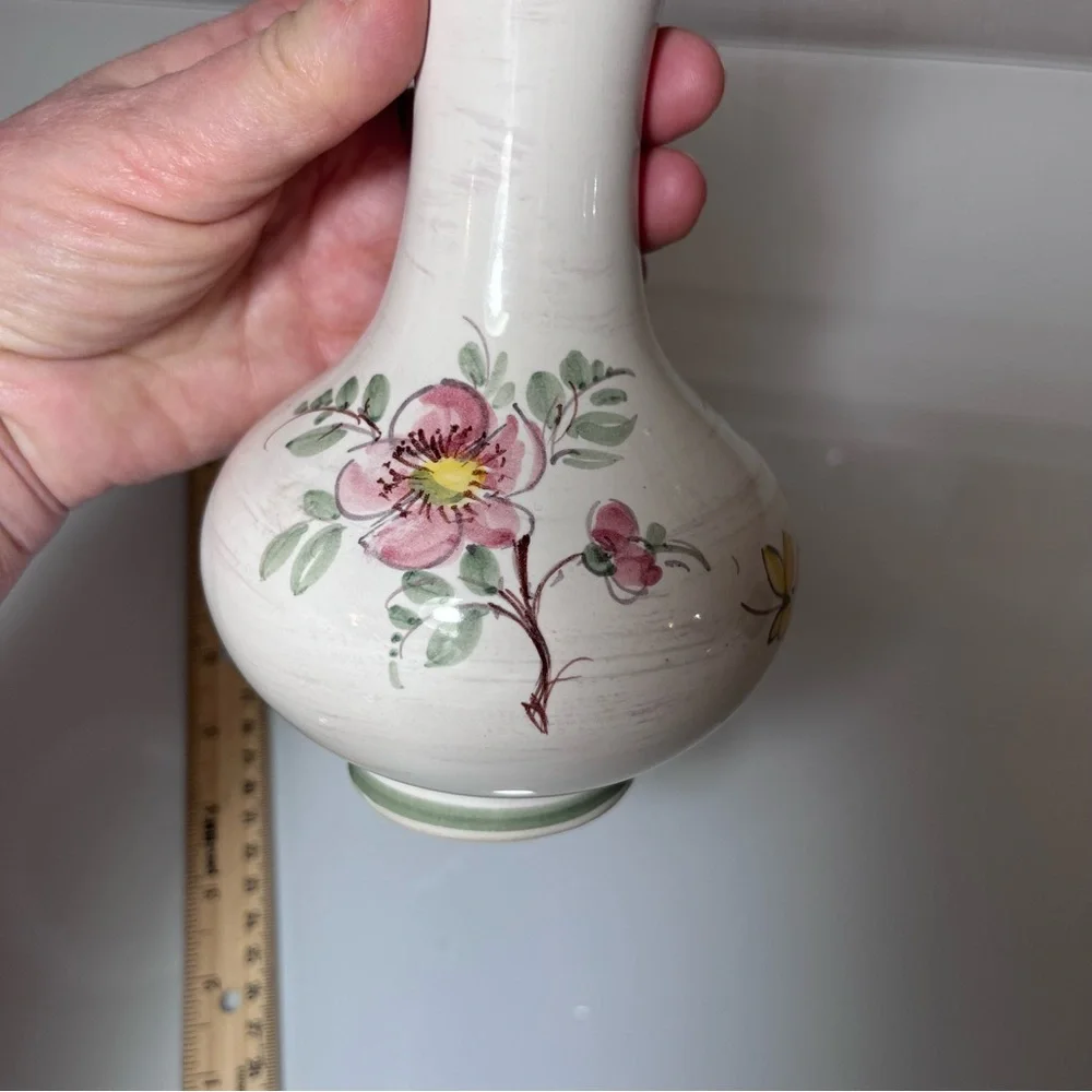 VTG Dumler & Breiden 121 Vase West German Pottery MCM Fat Lava Floral Butterfly